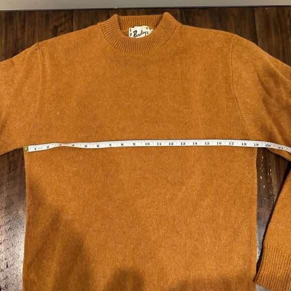 *RARE* Vintage 60s Barclay fuzzy mohair wool burnt orange crewneck sweater L - Picture 6 of 7
